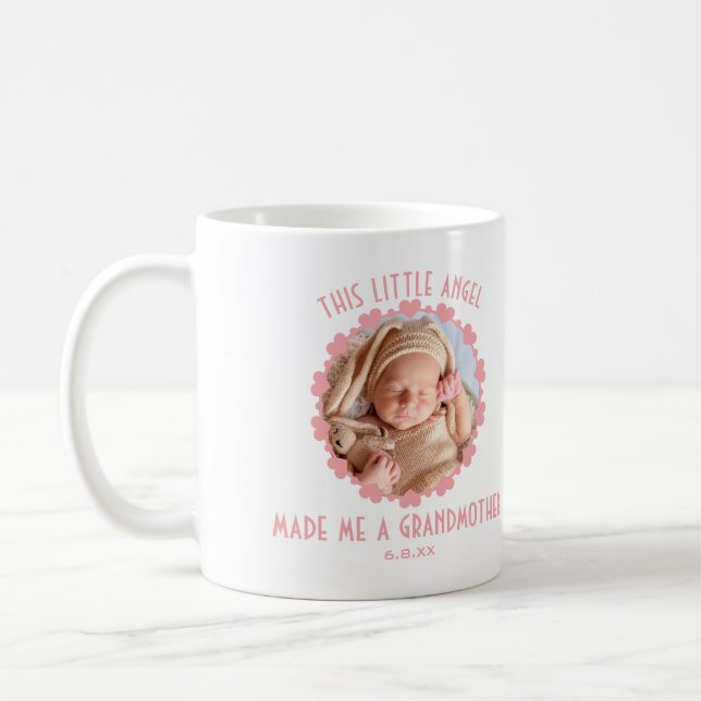 Personlig Baby Foto First Time Grandmor Kaffemugg (Vänster)