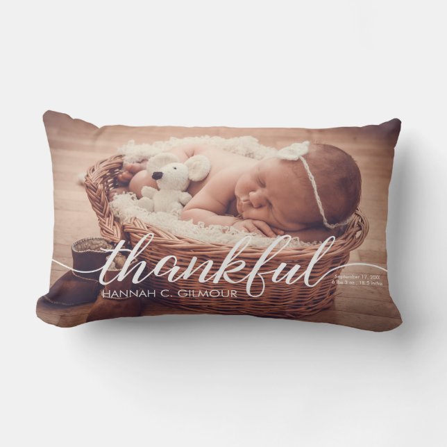 Personlig baby fotoskript tack lumbarkudde (Framsida)