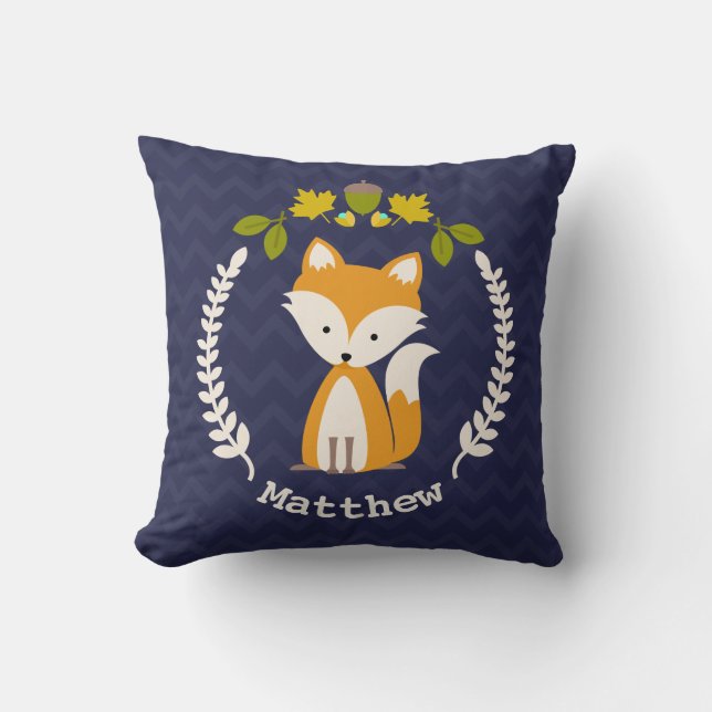 Personlig Baby Fox Pillow - Boy Kudde (Framsida)