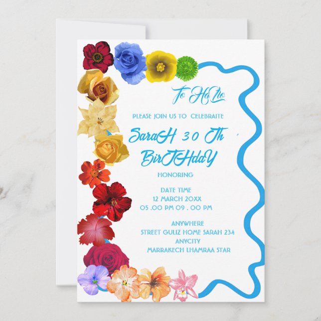 Personlig Baby Gift New Born All Blomhand Inbjudningar (Framsida)