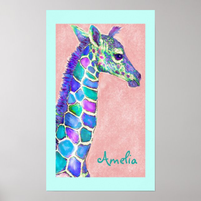 personlig baby giraffe art poster (Framsidan)