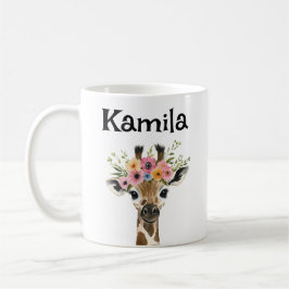 Personlig Baby Giraffe med blommigt andedräkt Kaffemugg