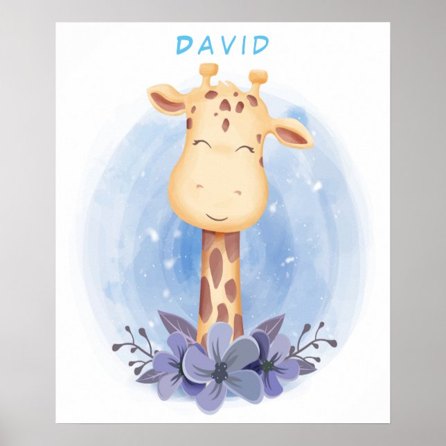 Personlig Baby Giraffe Poster (Framsidan)