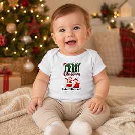 Personlig Baby God Jul Tomte T Shirt