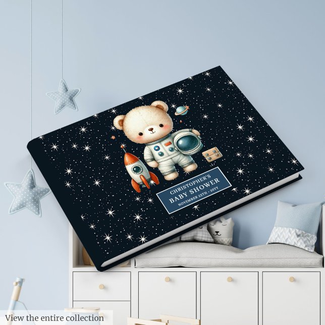 Personlig Baby Guest Bok Nalle Astronaut (Personalized Baby Guest Book Teddy Bear Astronaut)