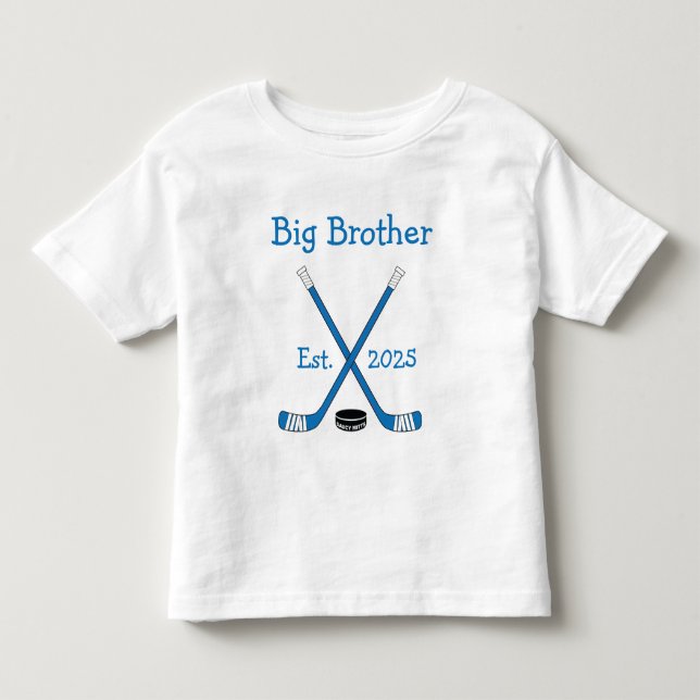 Personlig Baby Hockeys Storebror Blå T Shirt (Framsida)
