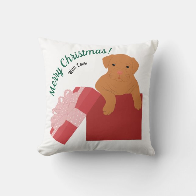 Personlig baby hund i en presentlåda kudde (Framsida)