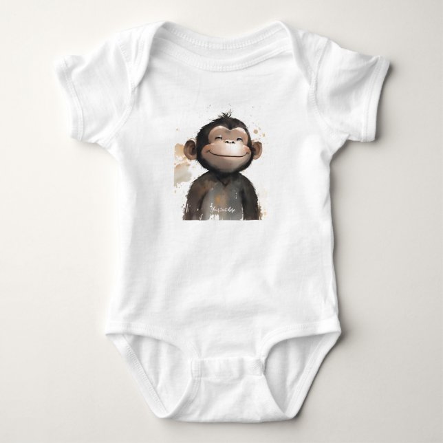 Personlig Baby-karosseri med apa T Shirt (Framsida)