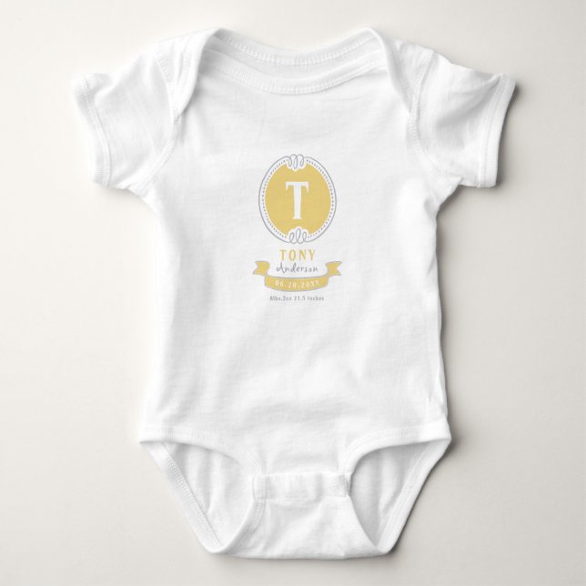 Personlig baby keepsakes monogram t shirt (Framsida)