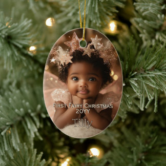 Personlig Baby Kute First Fairy God jul Julgransprydnad Keramik