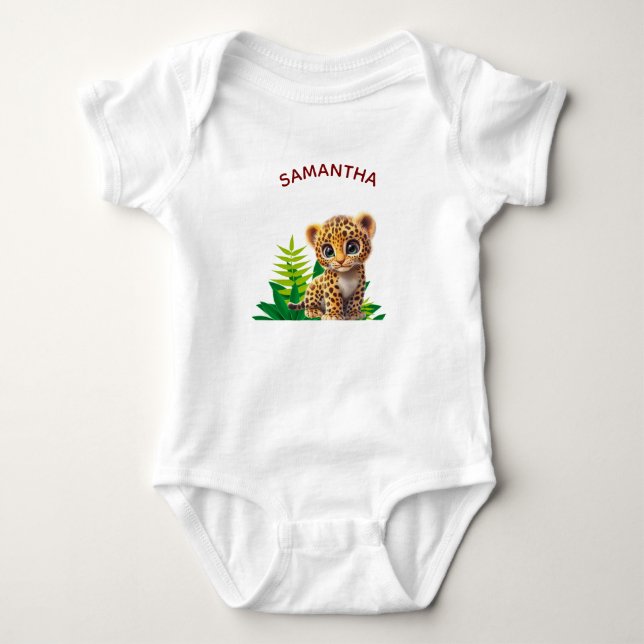 Personlig baby leopard bodysuit djungelpresent t shirt (Framsida)