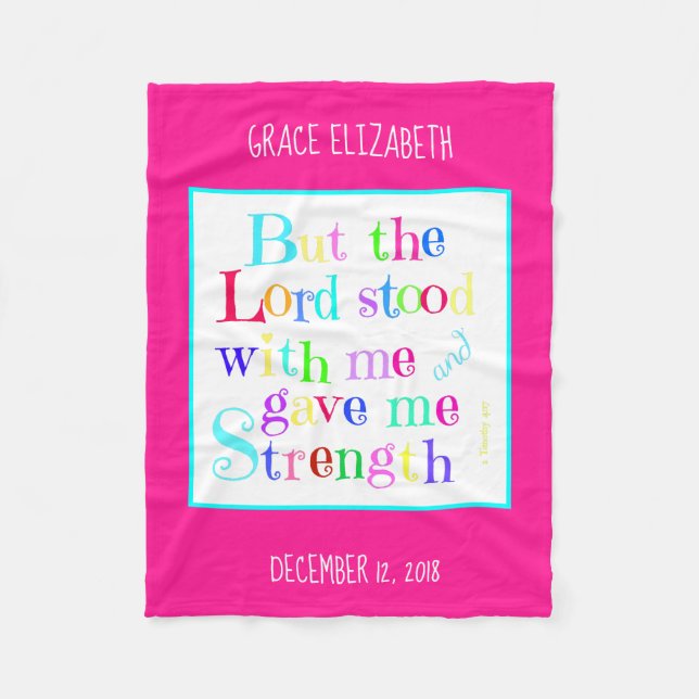 Personlig Baby, med verse från Timothy (regnbåge) Fleecefilt (Framsidan)