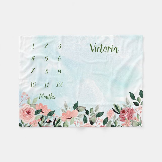 Personlig Baby Milestone Fleecefilt (Framsidan (Horisontell))