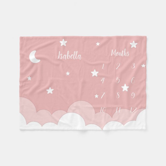 Personlig Baby Milestone Fleecefilt (Framsidan (Horisontell))
