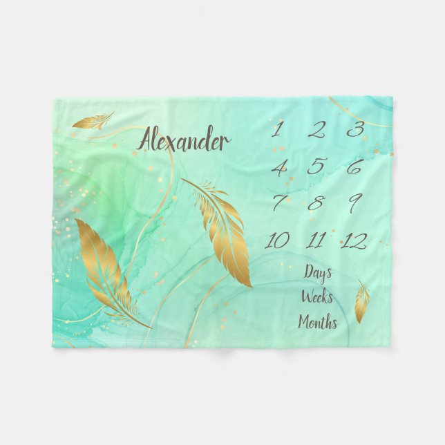 Personlig Baby Milestone Fleecefilt (Framsidan (Horisontell))