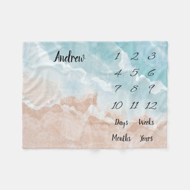 Personlig Baby Milestone Fleecefilt (Framsidan (Horisontell))