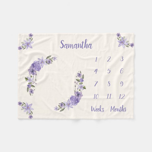 Personlig Baby Milestone Fleecefilt (Framsidan (Horisontell))