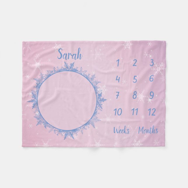 Personlig Baby Milestone Fleecefilt (Framsidan (Horisontell))