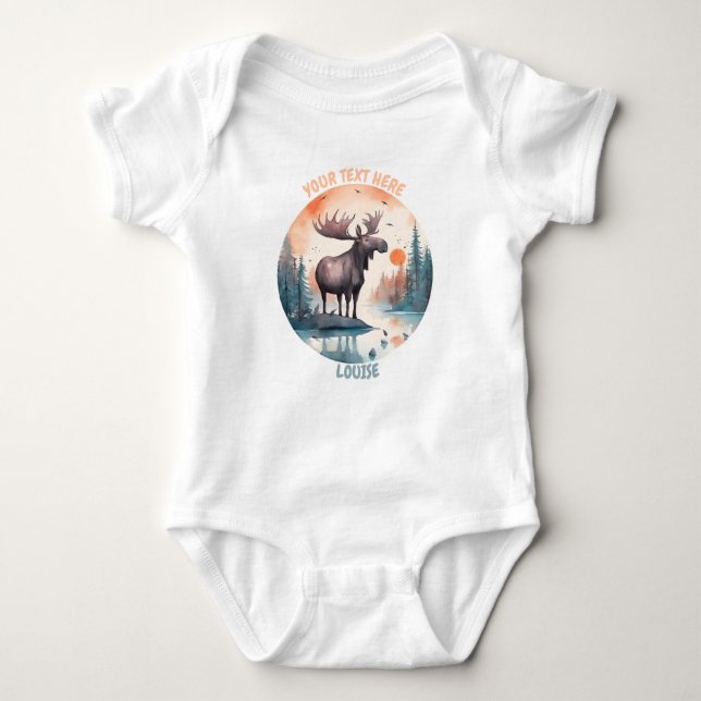 Personlig Baby Moose-kroppsdräkt T Shirt (Framsida)