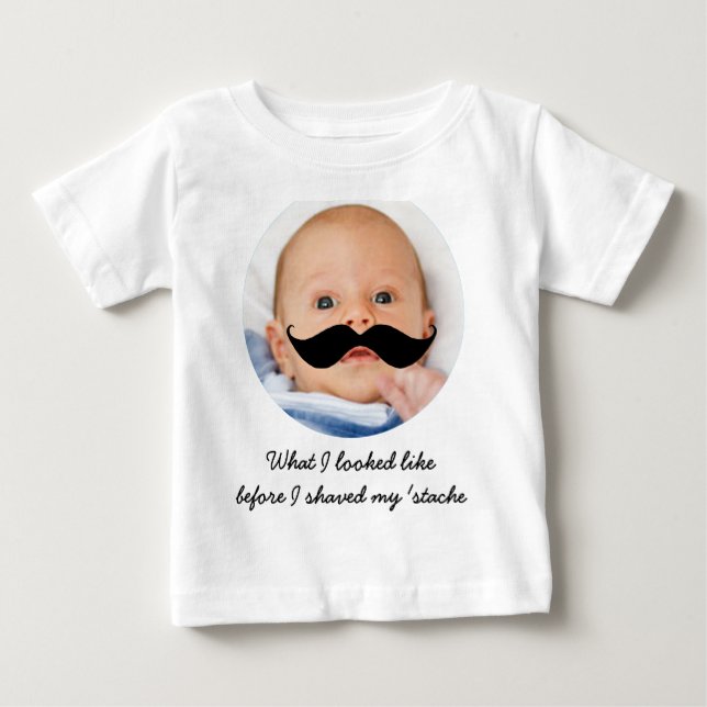 Personlig Baby Mustache Photo Shirt Tee (Framsida)