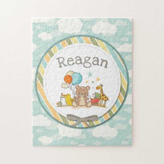 Personlig Baby Nalle Giraffe Rubber Ducky Pussel (Vertikal)