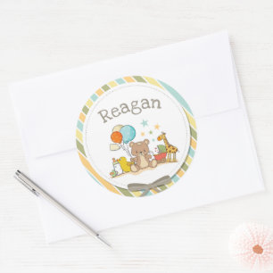 Personlig Baby Nalle Giraffe Rubber Ducky Runt Klistermärke