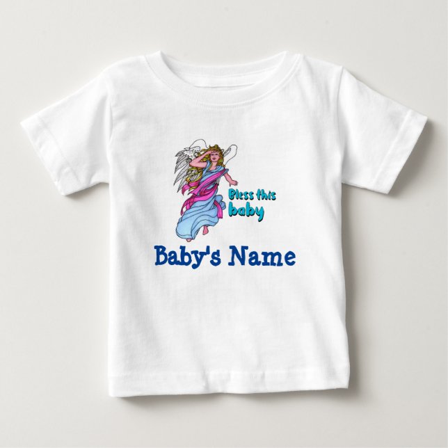 Personlig (Baby Namn) Bless the Baby t-shirt (Framsida)