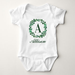 Personlig Baby Namn med eukalyptus vattenfärg T Shirt