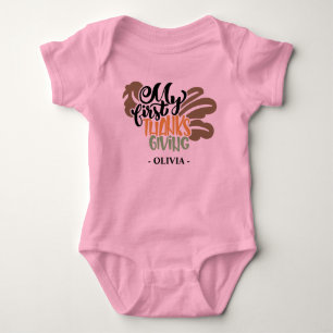 Personlig Baby Namn Min första Thanksgiving T Shirt