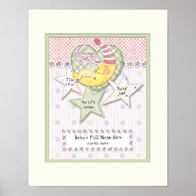 Personlig Baby Namn Wall Nursery Art for Girl Poster (Framsidan)