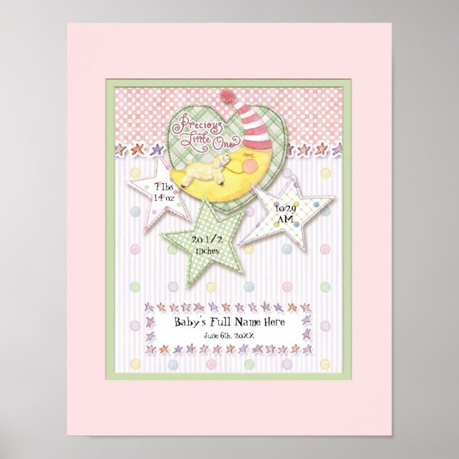 Personlig Baby Namn Wall Nursery Art for Girl Poster (Framsidan)