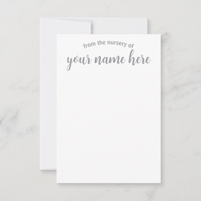 Personlig Baby Nursery Notecards Tack Kort (Framsida)