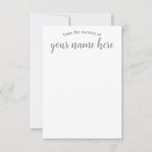 Personlig Baby Nursery Notecards Tack Kort