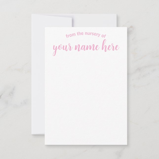 Personlig Baby Nursery Notecards Tack Kort (Framsida)
