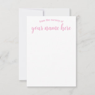 Personlig Baby Nursery Notecards Tack Kort