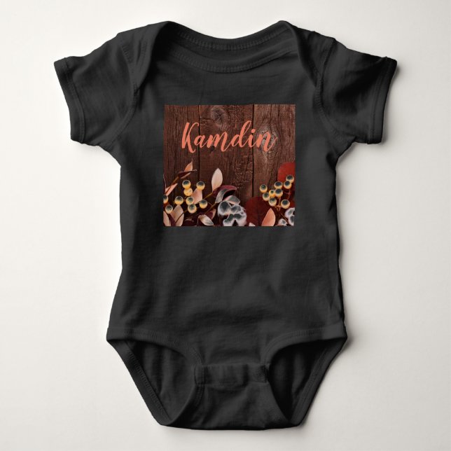 Personlig-Baby-organet Kostym Cotton Gren om Mörk T Shirt (Framsida)