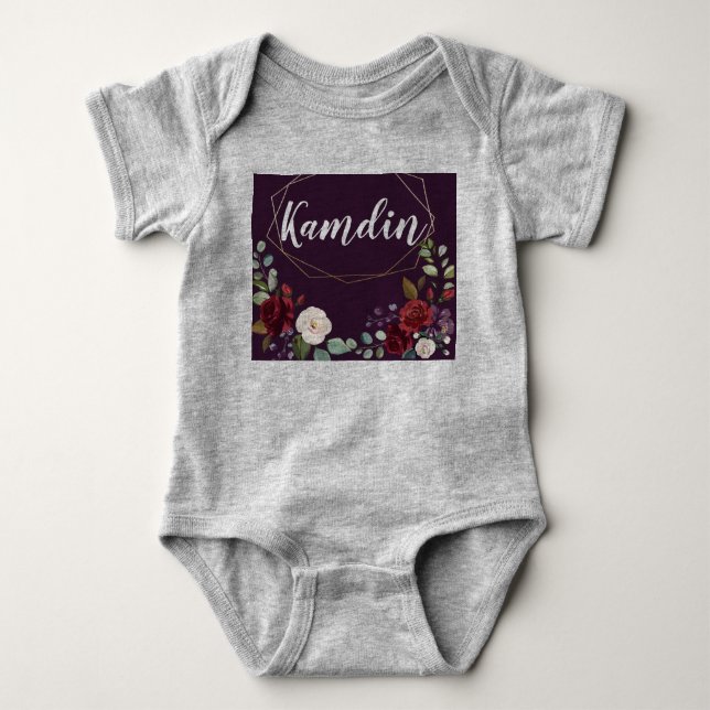 Personlig-Baby-organet Kostym Plum Lila Ro Guld T Shirt (Framsida)