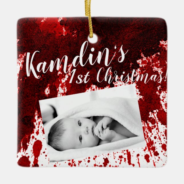 Personlig Baby Ornament Blood Splatter Vampire (Framsida)