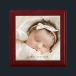 Personlig Baby Photo Birth Wood Keepsakbox Minnesask<br><div class="desc">Ett foto av söt personlig nyfödd bebis med namn och födelsedatum,  trälackerad keepsakbox. Byt ut det här fotot mot ett eget favoritfoto av vilket slag som helst. Nyfödd bebis,  bröllop,  studenten etc.</div>