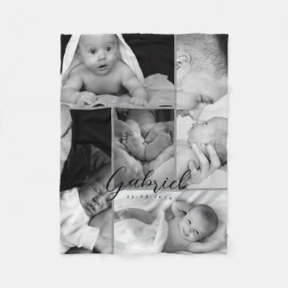 Personlig Baby Photo Blanket Collage Fleecefilt