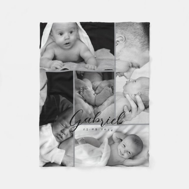 Personlig Baby Photo Blanket Collage Fleecefilt (Framsidan)