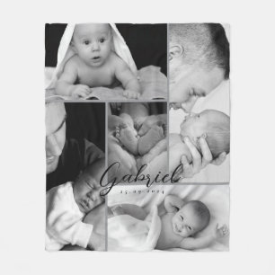 Personlig Baby Photo Blanket Collage Fleecefilt
