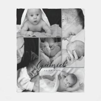 Personlig Baby Photo Blanket Collage Fleecefilt