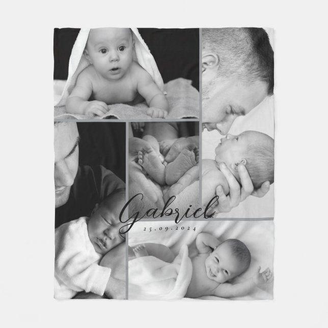 Personlig Baby Photo Blanket Collage Fleecefilt (Framsidan)