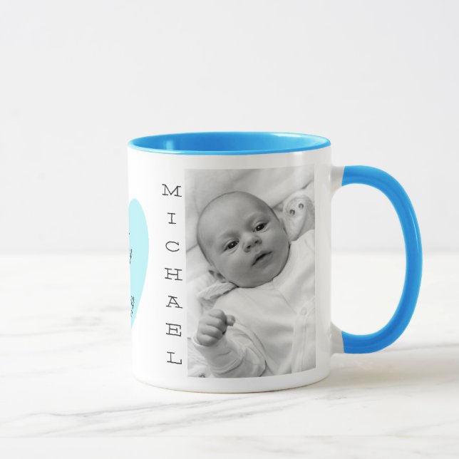Personlig Baby Photo Blue Handle Coffee Mugg (Höger)