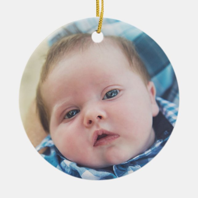 Personlig Baby Photo Julgransprydnad Keramik (Framsidan)