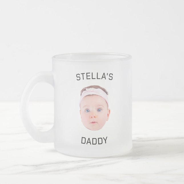 Personlig Baby Photo Pappa Gift Ansikte Frostad Glasmugg (Vänster)