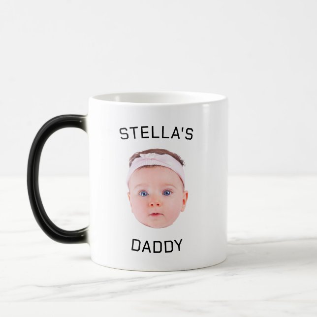 Personlig Baby Photo Pappa Gift Ansikte Magisk Mugg (Vänster)
