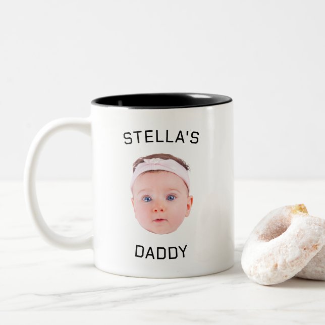 Personlig Baby Photo Pappa Gift Ansikte Två-Tonad Mugg (Med munk)