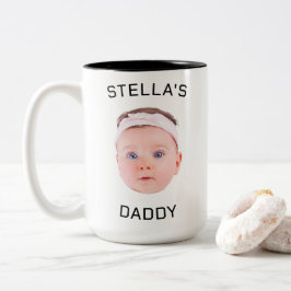 Personlig Baby Photo Pappa Gift Ansikte Två-Tonad Mugg